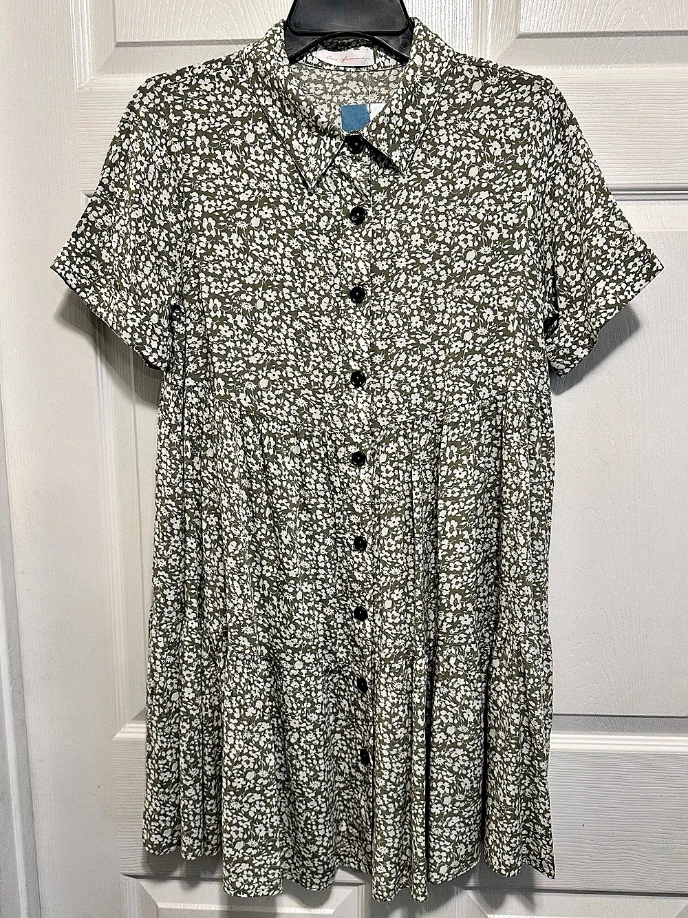 Ces Femme Floral Mini Dress Green & White Small NWT